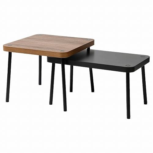 イケア IKEA ネストテーブル2点セット グレー ウォールナット調