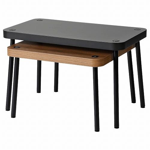 イケア IKEA ネストテーブル2点セット グレー ウォールナット調