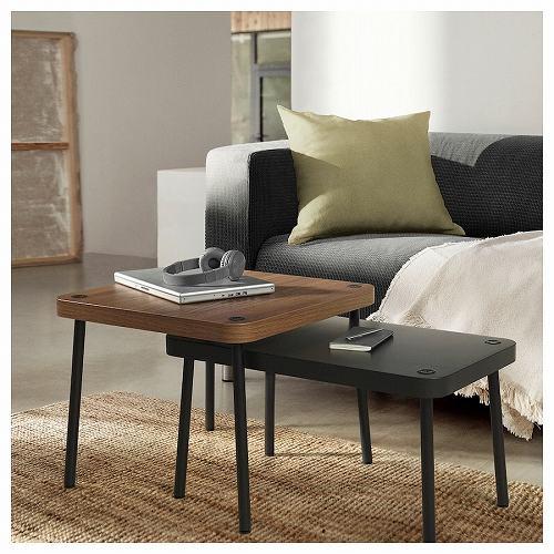 イケア（IKEA） ネストテーブル2点セット グレー ウォールナット調