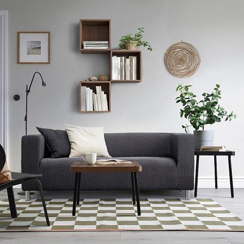 イケア IKEA ネストテーブル2点セット グレー ウォールナット調