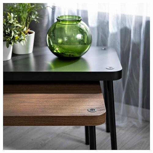 イケア（IKEA） ネストテーブル2点セット グレー ウォールナット調