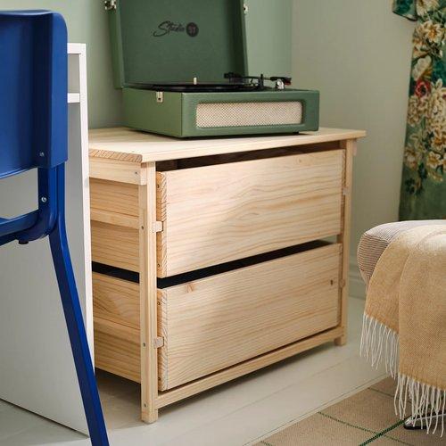 イケア（IKEA） チェスト（引き出し×2） パイン材 76x 48x55cm