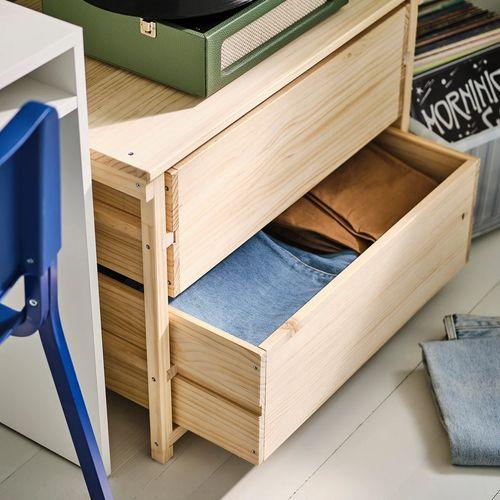 イケア（IKEA） チェスト（引き出し×2） パイン材 76x 48x55cm