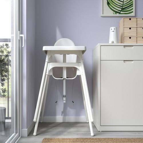 イケア（IKEA） ハイチェア トレイ付き ホワイト白 / 脚ホワイト