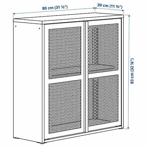 イケア（IKEA） キャビネット 扉付 ブラック メッシュ 80x83cm