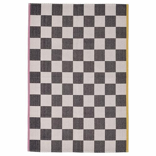 イケア（IKEA） ラグ 平織り ホワイト 白 ブラック 黒 133x195cm