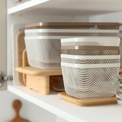 イケア（IKEA） 食品保存バスケット メタル ホワイト 30x20x11cm