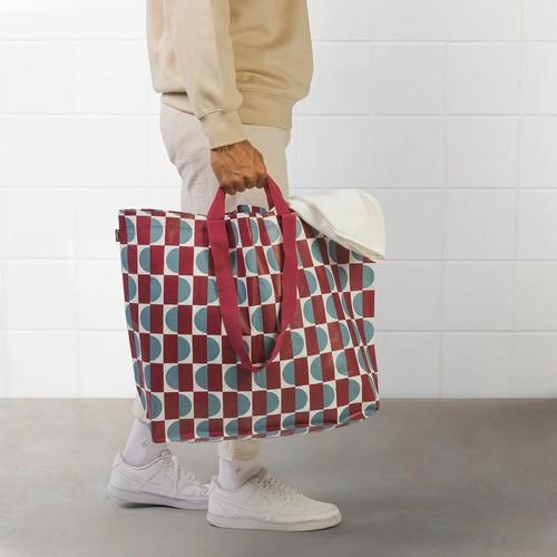 イケア（IKEA） キャリーバッグ レッド ブルー/模様入り 45x18x45 cm