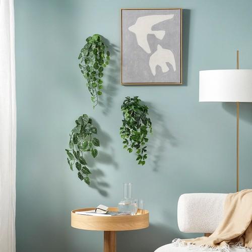 イケア（IKEA） 人工植物3点セット ウォールホルダー付き 室内 屋外用
