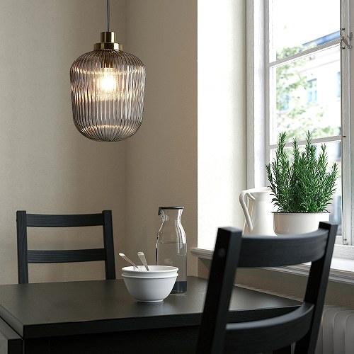 イケア（IKEA） ペンダントランプ 真ちゅう グレークリアガラス22cm
