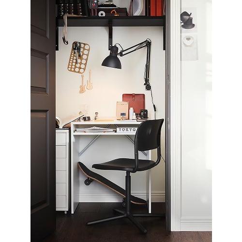 イケア（IKEA） デスク シェルフユニット付き ホワイト白 65x40cm