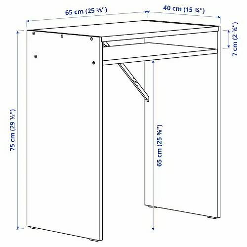 イケア（IKEA） デスク シェルフユニット付き ホワイト白 65x40cm