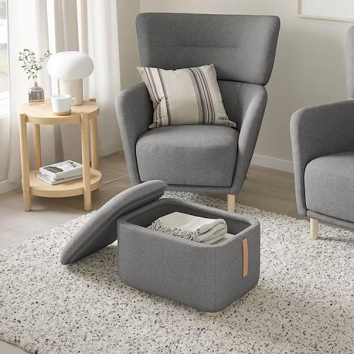 イケア（IKEA） オットマン 収納付き ティッブレビ ベージュ グレー 
