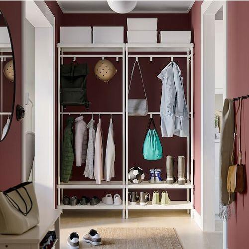 イケア（IKEA） コートラック 靴収納ユニット付き ホワイト白