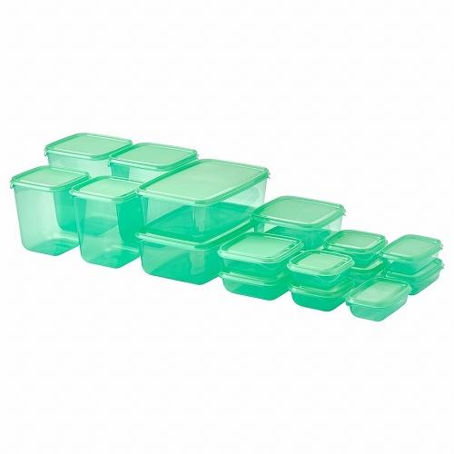 イケア（IKEA） 保存容器 ふた付き 17個セット グリーン m70597100