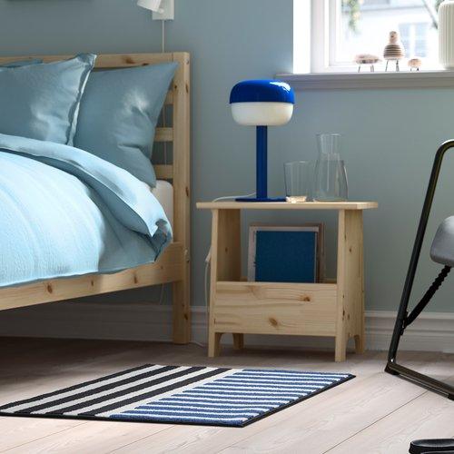 イケア（IKEA） ラグ パイル短 ブルー ブラック ストライプ 60x90cm