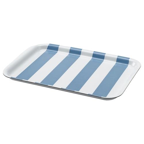 イケア（IKEA） トレイ ストライプ ホワイト グレーブルー 20×28cm