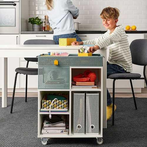 IKEA イケア ワゴン ホワイト グレーグリーン 54x33cm m80517004 OVNING オーヴニング カート_1
