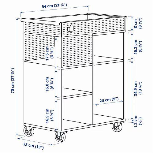 IKEA イケア ワゴン ホワイト グレーグリーン 54x33cm m80517004 OVNING オーヴニング カート_6