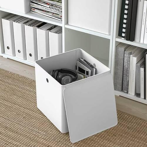 イケア（IKEA） 収納ボックス ふた付き ホワイト 32x32x32cm m80526876