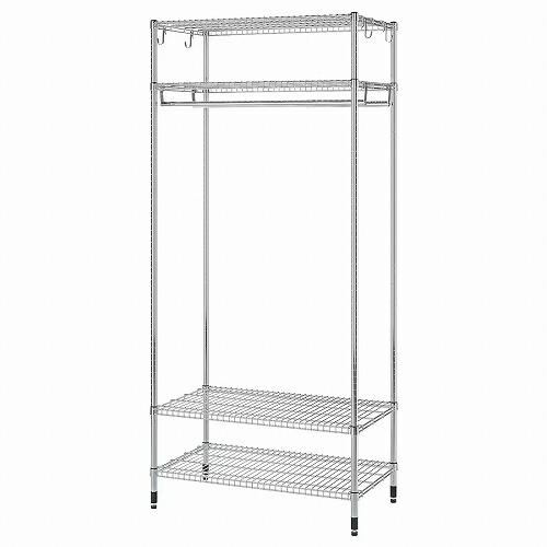 ① IKEA イケア OMAR オマル 3段スチールラック シルバー カバー付き OMAR/オマル：メタルラックの通販 - IKEA
