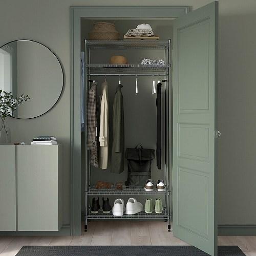 イケア（IKEA） シェルフユニット ハンガーレール付き 亜鉛メッキ