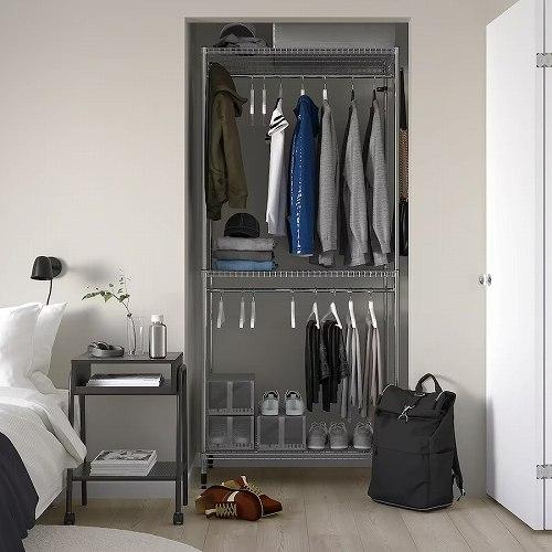 イケア（IKEA） シェルフユニット ハンガーレール付き 亜鉛メッキ