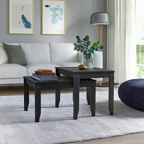 イケア（IKEA） ネストテーブル2点セット 室内 屋外用 ダークグレー