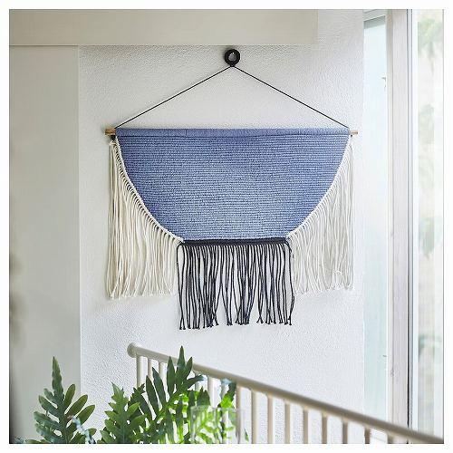 IKEA イケア ハンギングタペストリー ベージュ ブラック ライトライラックブルー 85x60cm m80538054 HANGALM ヘンガルム_1