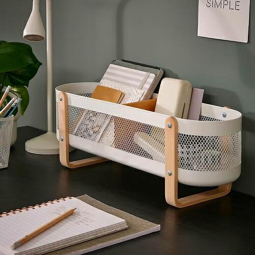 IKEA　オールホワイト　デスク机　＆　ケーブルオーガナイザー　セット イケア（IKEA） デスクオーガナイザー ホワイト 白 50x16x17cm