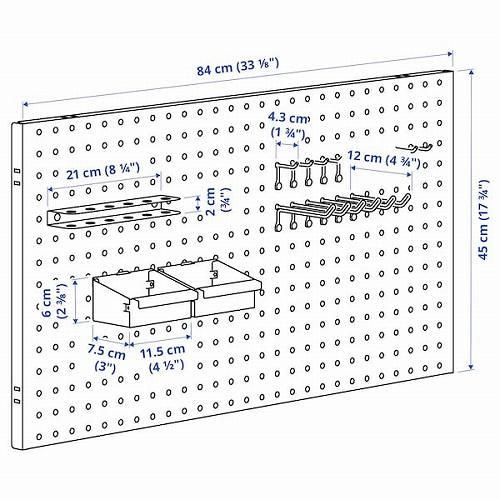 イケア（IKEA） 有孔ボード20点セット ブラック m80570416 BROR