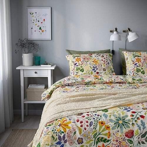 イケア（IKEA） 掛け布団カバー＆枕カバー マルチカラー フローラル