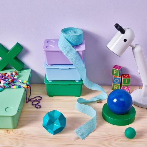 イケア（IKEA） ふた付きボックス グリーン ライラック/ブルー 17x10cm