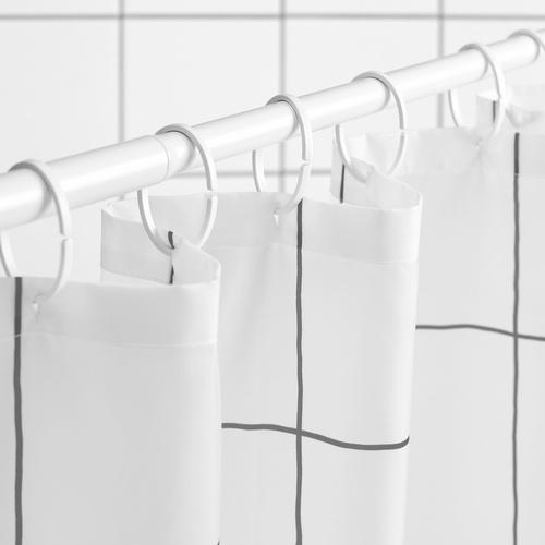 イケア（IKEA） シャワーカーテン ホワイト/チェック 180×200cm