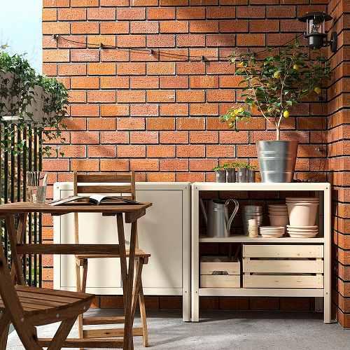 イケア（IKEA） シェルフユニット 室内 屋外用 ベージュ 80x81cm