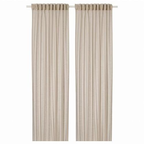 イケア IKEA レースカーテン1組 ライトベージュ 145x250cm