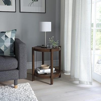 イケア IKEA サイドテーブル ダークブラウン ビーチ材突き板