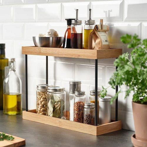 イケア（IKEA） キッチンカウンタートップオーガナイザー メタル 竹
