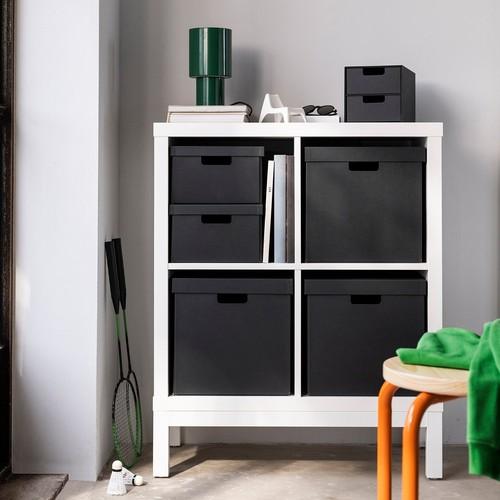 イケア（IKEA） 収納ボックス ふた付き チャコール 25×35×16cm