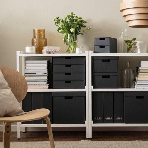 イケア（IKEA） 収納ボックス ふた付き チャコール 25×35×16cm