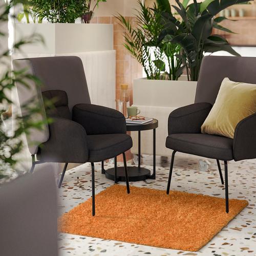 Rigna シャギーラグ オレンジ イケア（IKEA） シャギーラグ オレンジ 80x80cm m90628836 ARENDE