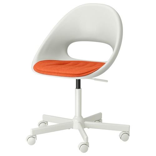 イケア IKEA 回転チェア＋パッド ホワイト/オレンジ m99602021
