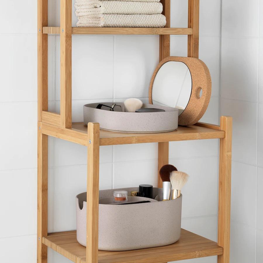 イケア（IKEA） 収納ボックス ミラーのふた付き プラスチック コルク