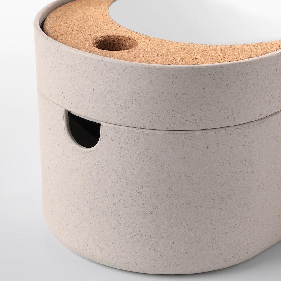 イケア（IKEA） 収納ボックス ミラーのふた付き プラスチック コルク