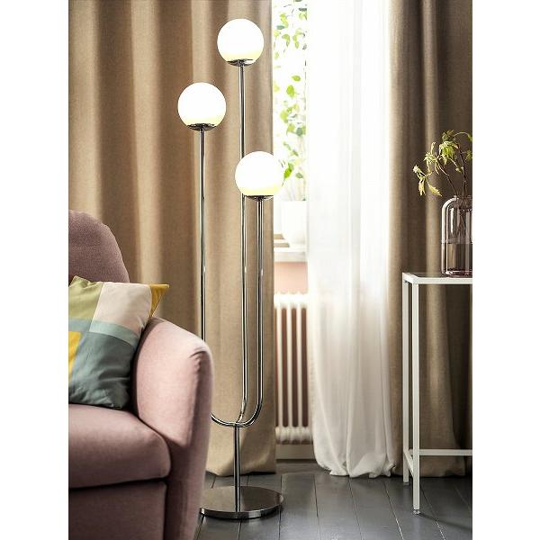 イケア（IKEA） フロアランプ クロムメッキ オパールホワイト ガラス