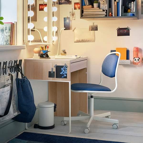IKEA ミッケ デスク ホワイト×オーク 完成品 送料込み イケア（IKEA） デスク ホワイトステインオーク調 73x50cm n00488883