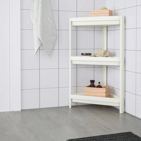 IKEA イケア　洗面収納棚(コーナー用) イケア（IKEA） コーナーシェルフユニット ホワイト 白 33x33x71cm