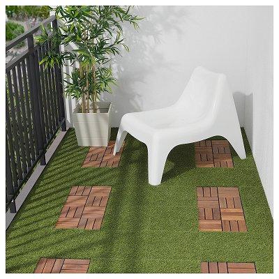 IKEA RUNNEN 人工芝タイル 18枚セット イケア（IKEA） フロアデッキ 屋外用 人工芝 n30313132 RUNNEN