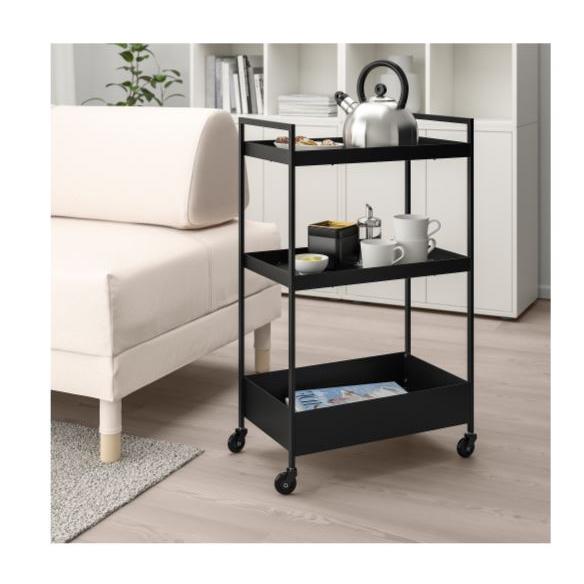 イケア（IKEA） ワゴン ブラック 黒 キャスター付き 50.5x30x83cm