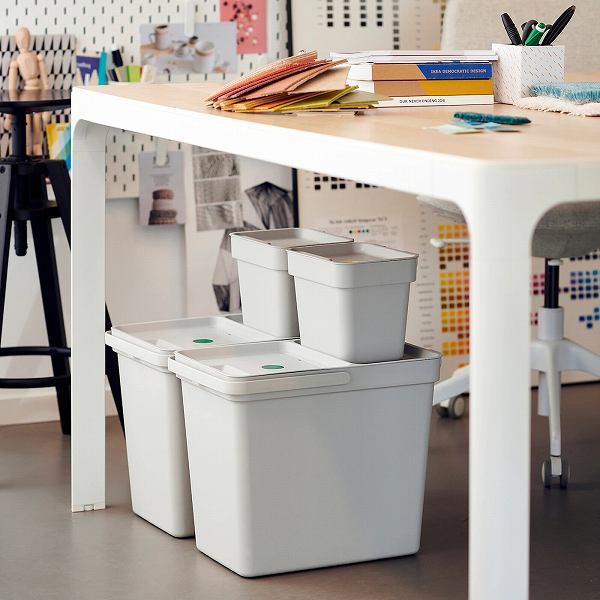 イケア（IKEA） ふた付きゴミ箱 ライトグレー 22L n70420205 HALLBAR